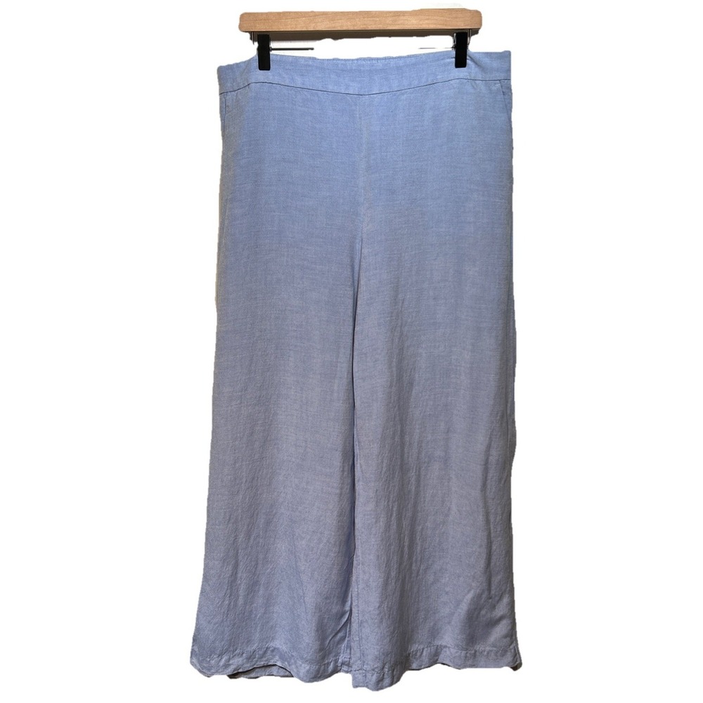 Loft Wide Leg Linen Blend Summer Breeze Pants‎ Pull On Light Blue Women's Large